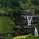 Waterfall in the green hill country of Sri Lanka